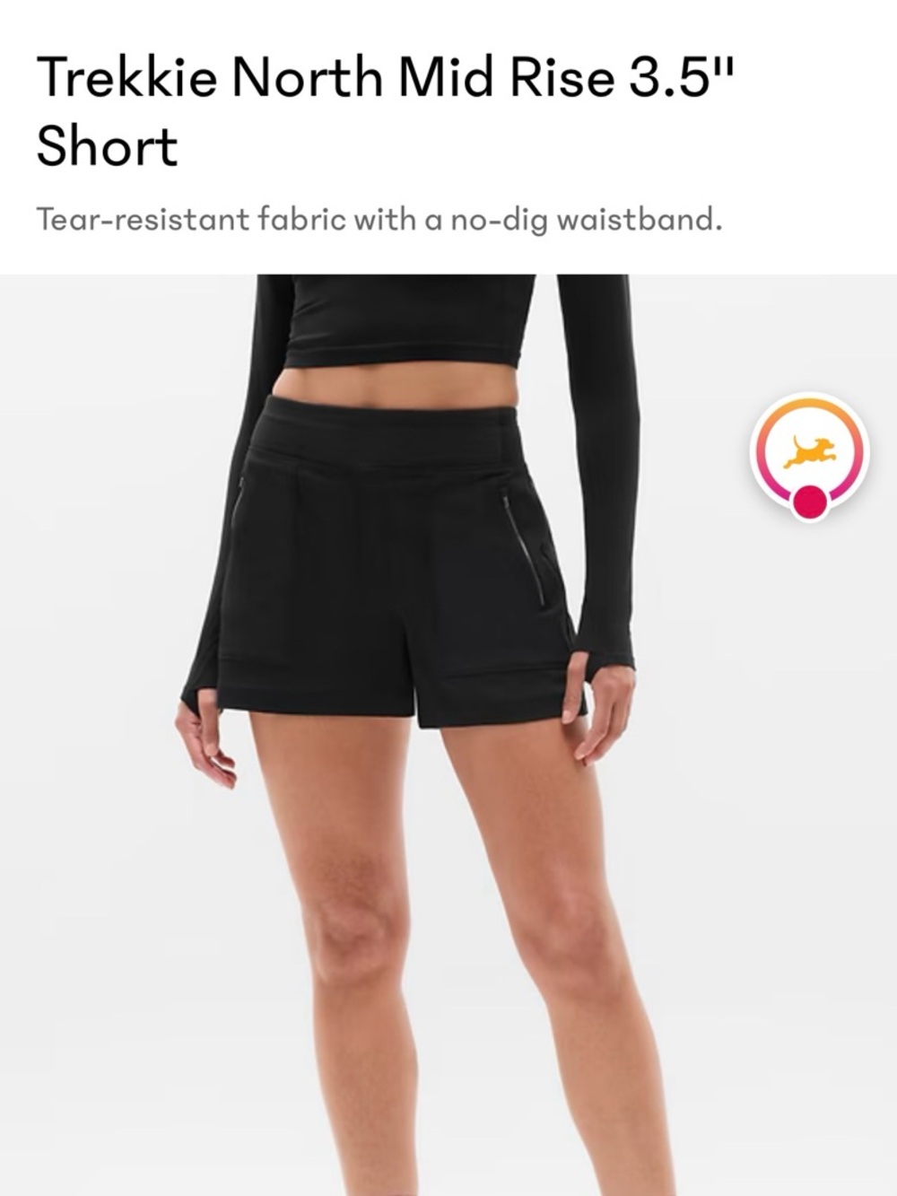 Athleta Black Trekkie North Mid Rise Short - 4